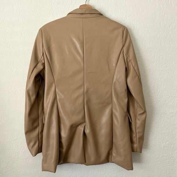 Joie Boyfriend Oversized Vegan Leather 2 Button Blazer Coat Jacket M - Picture 6 of 8
